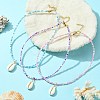 3Pcs 3 Color Natural Cowrie Shell Pendant Necklaces Set with Glass Seed Beaded Chains NJEW-JN04455-6