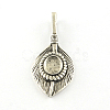 Feather Brass Pendant Cabochon Settings KK-S684-020AS-NF-2