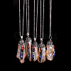 Raw Rough Mixed Gemstone Nugget Pendant Necklace with Rhinestone CHAK-PW0001-016D-1