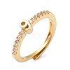 Rack Plating Brass Clear Cubic Zirconia Number 9 Adjustable Rings for Women RJEW-S407-09G-09-1