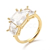 Clear Cubic Zirconia Rectangle Adjustable Ring RJEW-I087-10G-1