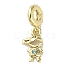 Rack Plating Brass Pave Cubic Zirconia European Dangle Charms KK-R163-08A-G-1