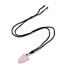 Natural Rose Quartz Sailor's Knot Pendant Necklace with Nylon Cord for Women NJEW-E091-02E-2