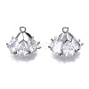 Brass Inlaid Clear Cubic Zirconia Charms ZIRC-S069-001P-1