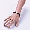 Natural Black Agate(Dyed) Bead Stretch Bracelets BJEW-JB04295-03-3