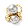 Brass Round Ball Open Cuff Rings for Women RJEW-B062-05GP-2