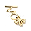 Rack Plating Brass Micro Pave Clear Cubic Zirconia Toggle Clasps KK-E034-35G-2
