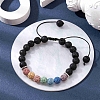 Dyed Natural Lava Rock Round Braided Bead Bracelets BJEW-JB09905-4