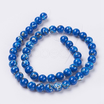 Sea Shell and Synthetic Turquoise Assembled Beads Strands G-G758-06-8mm-1