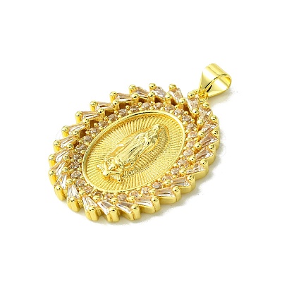 Real 18K Gold Plated Brass Micro Pave Cubic Zirconia Pendants KK-H472-16G-02-1