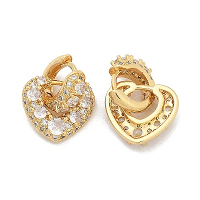 Rack Plating Heart Brass Micro Pave Clear Cubic Zirconia Hoop Earring for Women EJEW-C125-01G-1