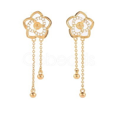 Brass Micro Pave Clear Cubic Zirconia Stud Earring Findings KK-S364-132-1