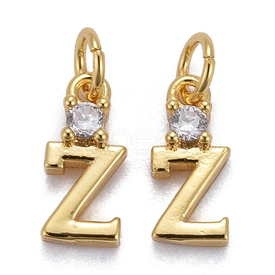 Brass Micro Pave Clear Cubic Zirconia Pendants ZIRC-Z011-35-1