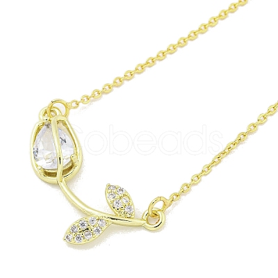 Brass Micro Pave Clear Cubic Zirconia Pendant Necklaces NJEW-Z032-01C-1