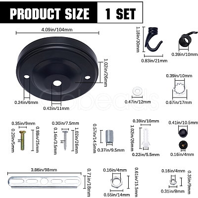 Iron Light Fixture Ceiling Canopy Kits FIND-WH0110-616B-1