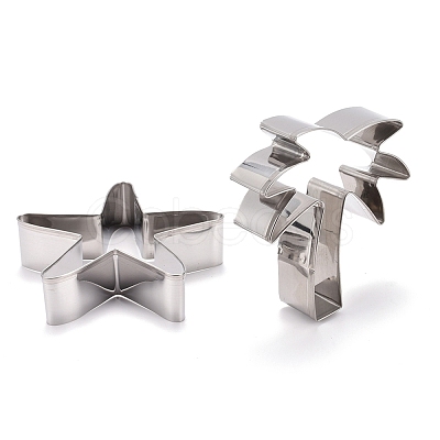 Non-Tarnish Stainless Steel Mixed Beach Series Shaped Cookie Candy Food Cutters Molds DIY-H142-05P-1