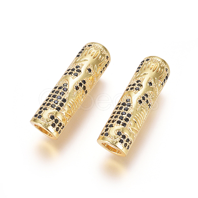 Brass Micro Pave Cubic Zirconia Beads ZIRC-L088-18A-G-1