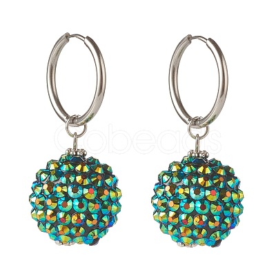 Sparkling Rhinestone Ball Dangle Hoop Earrings EJEW-JE04813-1