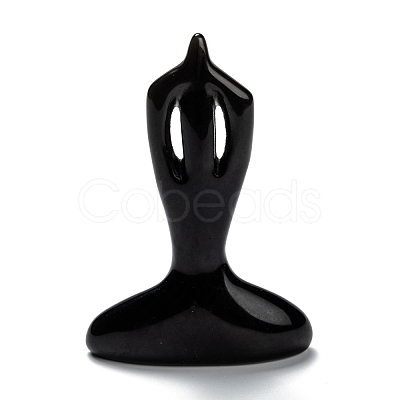 Natural Obsidian Yoga Goddess Decorations DJEW-F013-02A-1