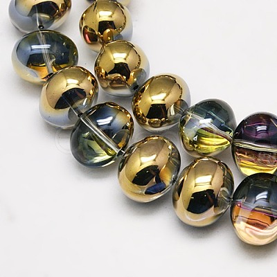 Half Plated Crystal Glass Oval Beads Strands EGLA-F027-C03-1