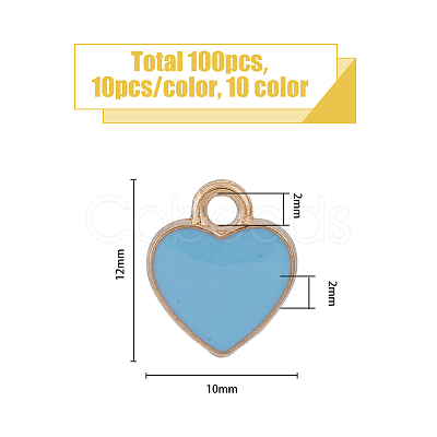 HOBBIESAY 100Pcs 10 Colors Alloy Enamel Charms ENAM-HY0001-07-1