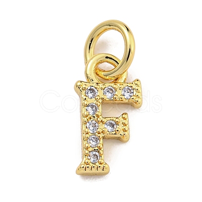 Initial Letter Brass with Cubic Zirconia Charms KK-Q814-26F-G-1