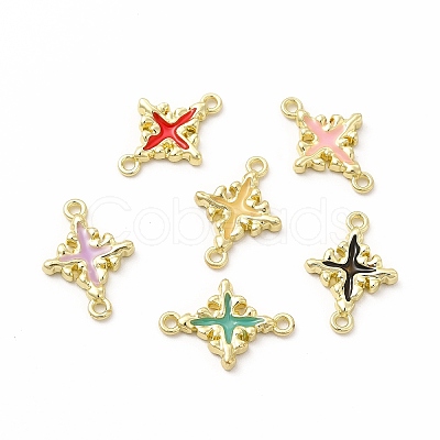 Rack Plating Alloy Enamel Connector Charms FIND-G051-02LG-1