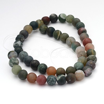 Frosted Round Natural Indian Agate Beads G-J338-02-8mm-1