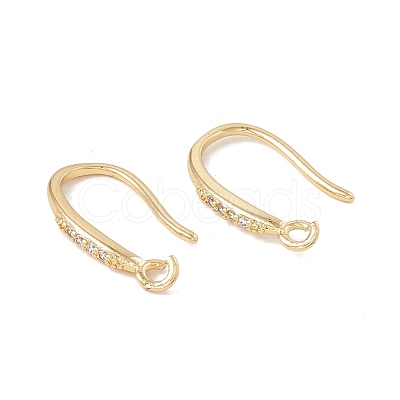 Brass Micro Pave Clear Cubic Zirconia Earring Hooks KK-G415-27G-1