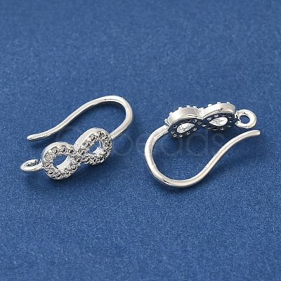 Rack Plating Brass Micro Pave Clear Cubic Zirconia Earring Hooks KK-A231-03S-1