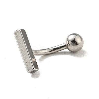 304 Stainless Steel T-Shaped Curved Barbell AJEW-G041-04P-1