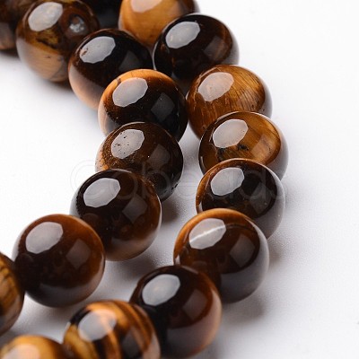 Round Natural Tiger Eye Bead Strands G-J346-14-8mm-1