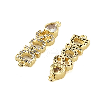 Rack Plating Brass Micro Pave Clear Cubic Zirconia DIOS Links Connector Charms KK-S379-23G-1