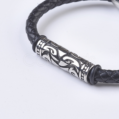 Men's Braided Leather Cord Bracelets BJEW-P194-11-1