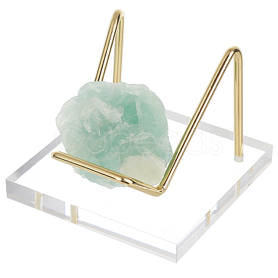 Square Acrylic Base Iron Arm Mineral Specimens Display Easel Stands ODIS-WH0043-26LG-1