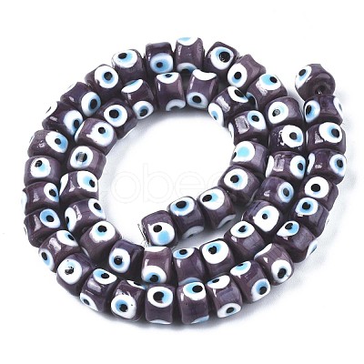 Handmade Evil Eye Lampwork Beads Strands LAMP-WH0006-05F-1