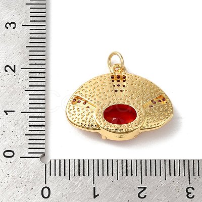 Rack Plating Brass Micro Pave Cubic Zirconia Pendants KK-U022-14G-01-1