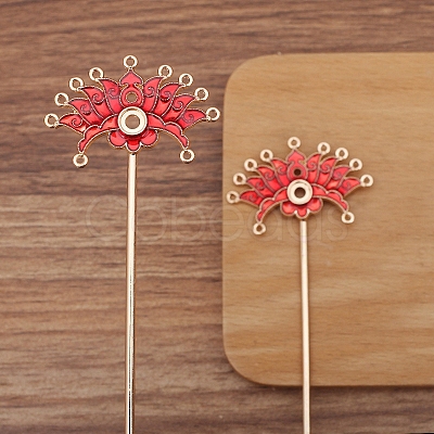 Flower Alloy Enamel Hair Stick Finding PW-WG8155A-01-1