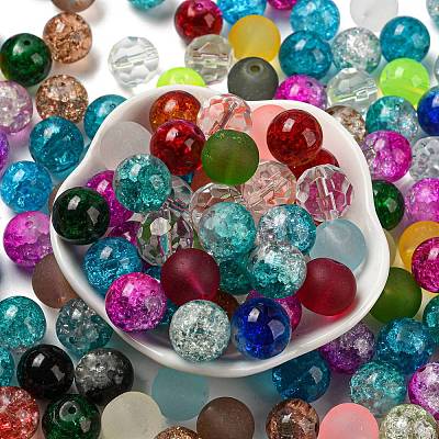 Opaque Spray Painted Glass Beads DGLA-MSMC002-12mm-1