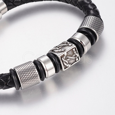 Braided Leather Cord Bracelets BJEW-H560-26-1