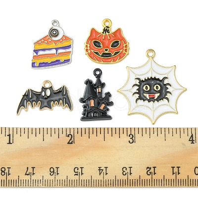 12Pcs 6 Style Halloween Theme Alloy Enamel Pendants ENAM-FS0001-46-1