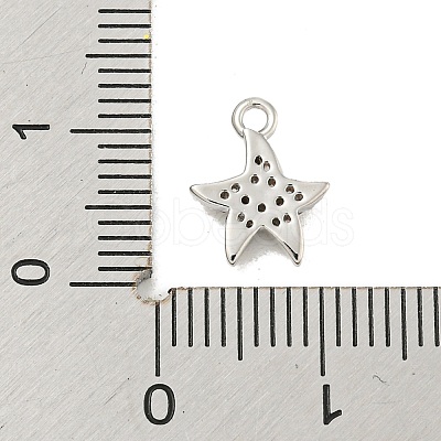 Starfish Rack Plating Brass Micro Pave Clear Cubic Zirconia Charms KK-P277-12P-1