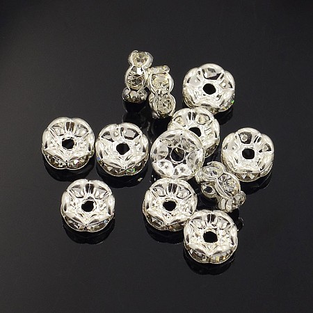 Brass Rhinestone Spacer Beads X-RB-A014-L7mm-01S-NF-1