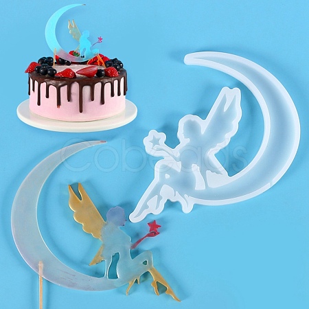 Fairy & Moon Shape Food Grade Silicone Lollipop Molds DIY-D069-05-1