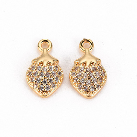 Brass Micro Pave Clear Cubic Zirconia Charms KK-S360-127-NF-1