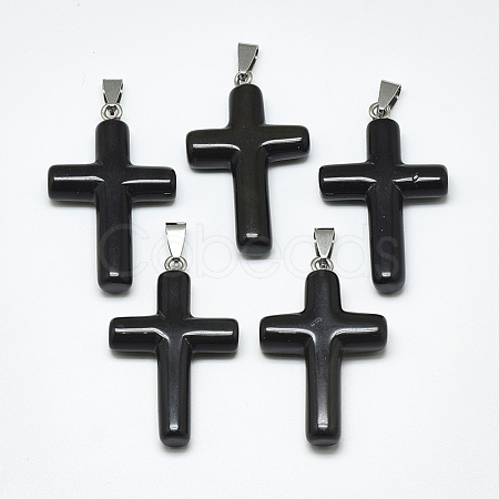 Natural Black Gemstone Pendants G-T122-18N-1