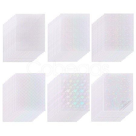 Olycraft 60 Sheets 6 Styles BOPP Plastic Transparent Holographic Lamination Sheets STIC-OC0001-12-1