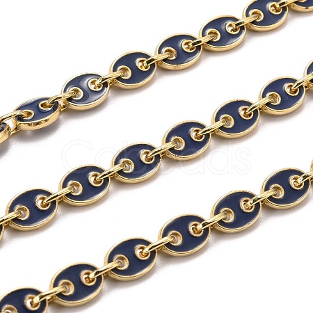 Golden Plated Alloy Enameled Coffee Bean Links Chains LCHA-H004-01G-B-1