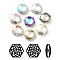 K9 Glass Rhinestone Cabochons, Flat Back & Back Plated, Faceted, Hexagon, Mixed Color, 10x4mm