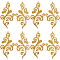 Ethnic Style Flower Pattern Computerized Embroidery Appliques, Metallic Thread Embroidery Iron on Ornament Accessories, Gold, 175~177x88~89x1mm